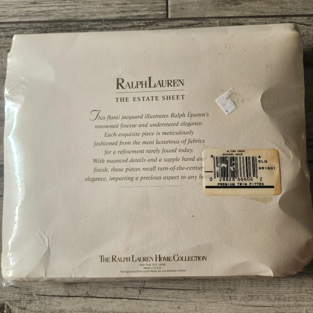 Vintage Ralph Lauren New The Estate Sheet Twin Deep Fitted Jaquard Alissa Cream